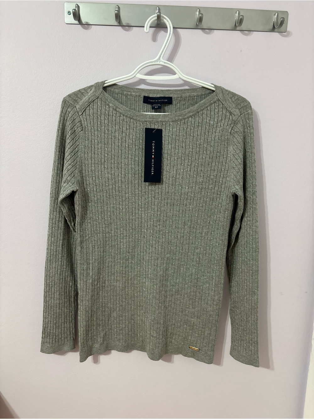 Tommy Hilfiger Cable Knit Ribbed Long Sleeve Top